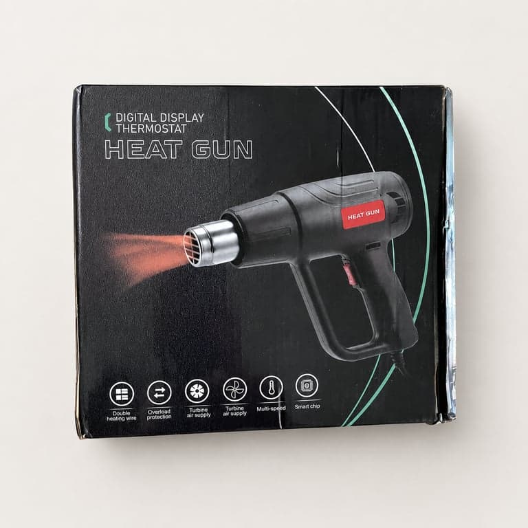 Pistola de aire caliente con pantalla digital y 4 boquillas