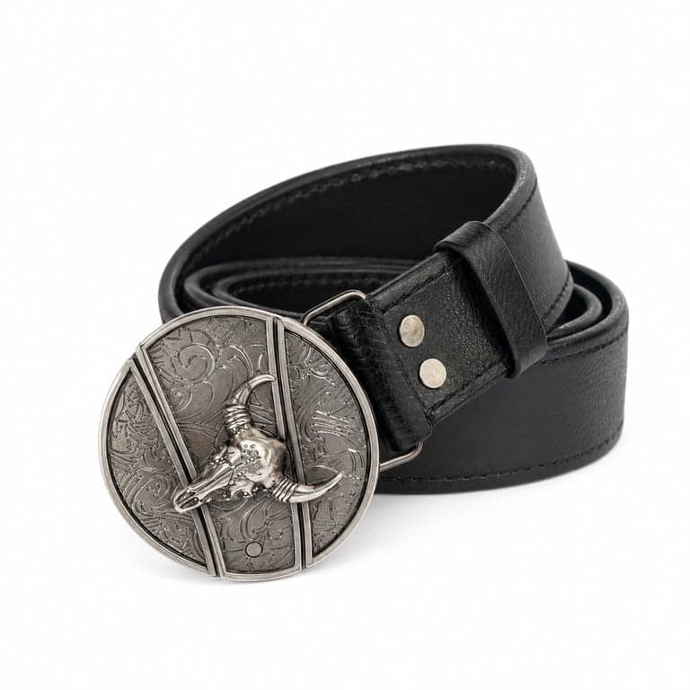 Cinturón western con hebilla decorativa de toro