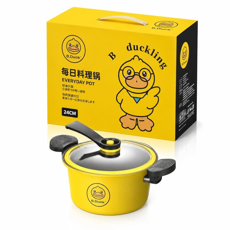 Olla antiadherente Cooker King x B.Duck amarilla con tapa – 24 cm