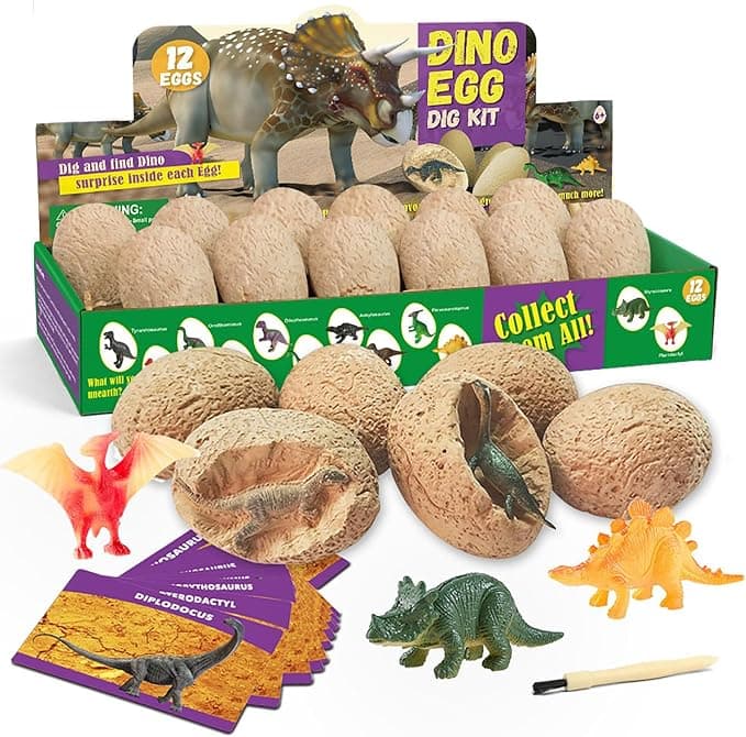 Kit de excavación de 12 huevos de dinosaurio para niños