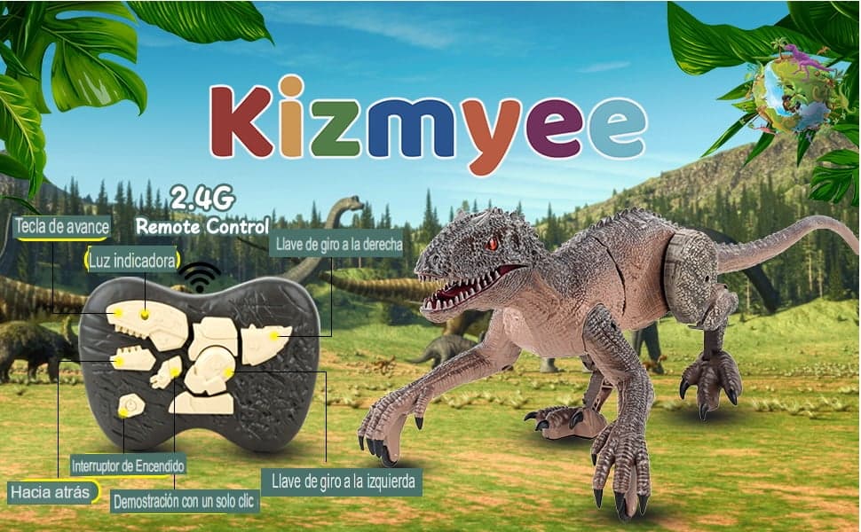 Dinosaurio teledirigido Kizmyee Velociraptor con luz y sonido
